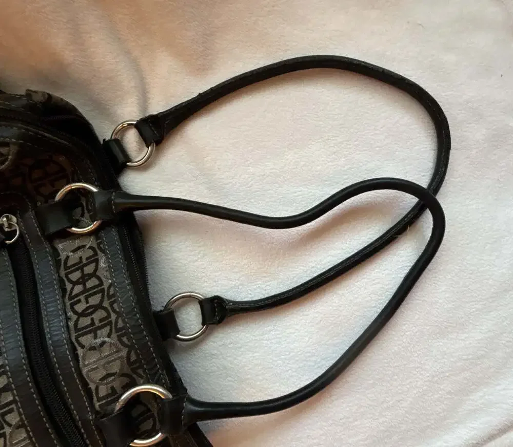 Giani Bernini Signature Logo Print Canvas and Leather Satchel Handbag